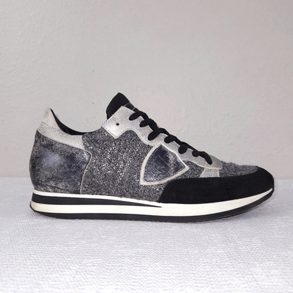 Phillipe Model Metallic Leather Platform Sneakers - Picture 1 of 9